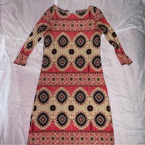 **SOLD** EUC Midi Pink Patterened Dress Size 8